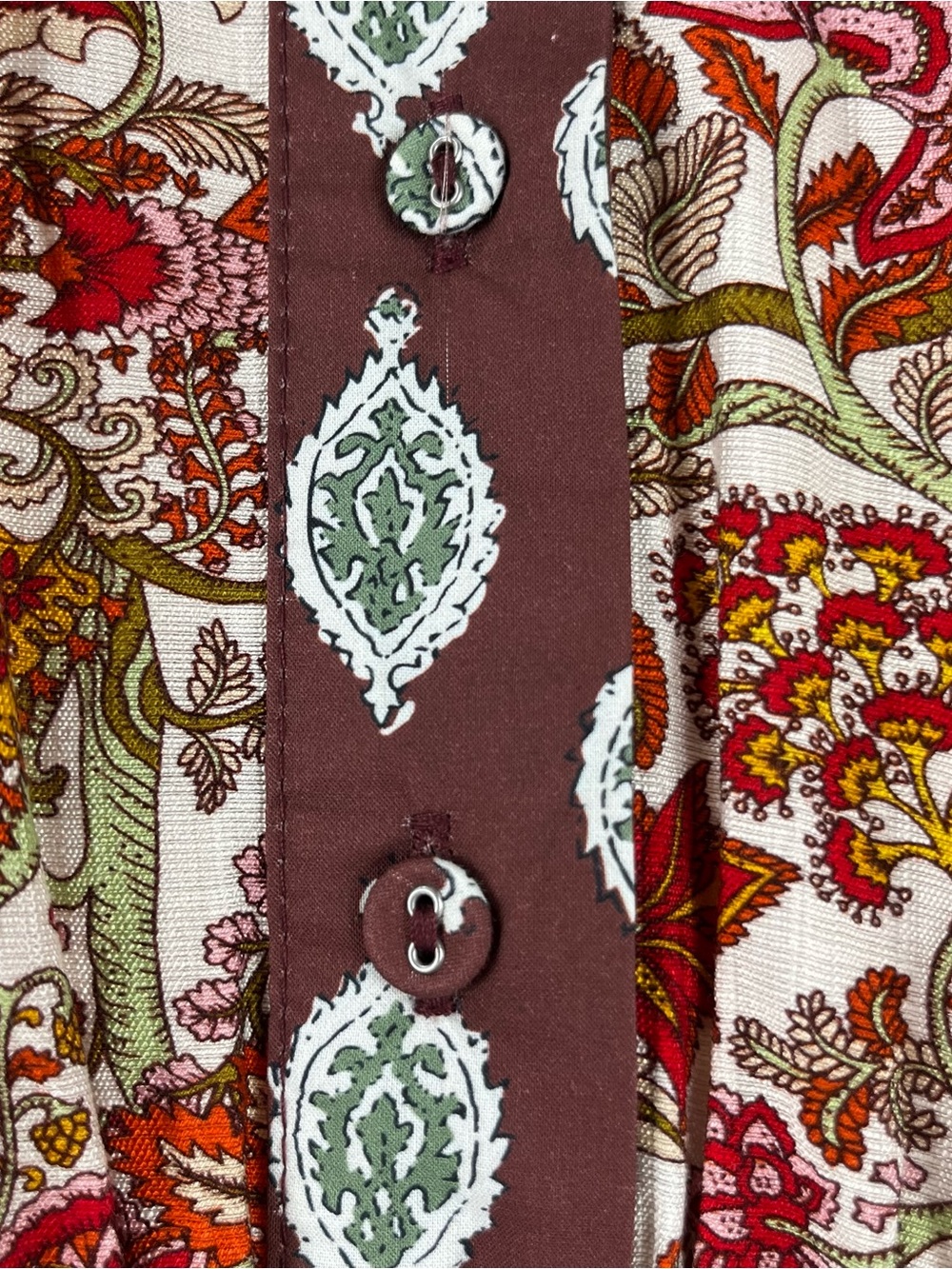 GiGiO Boho Paisley Floral Tiered Dress Puff Sleeve Pockets L - Picture 5 of 12
